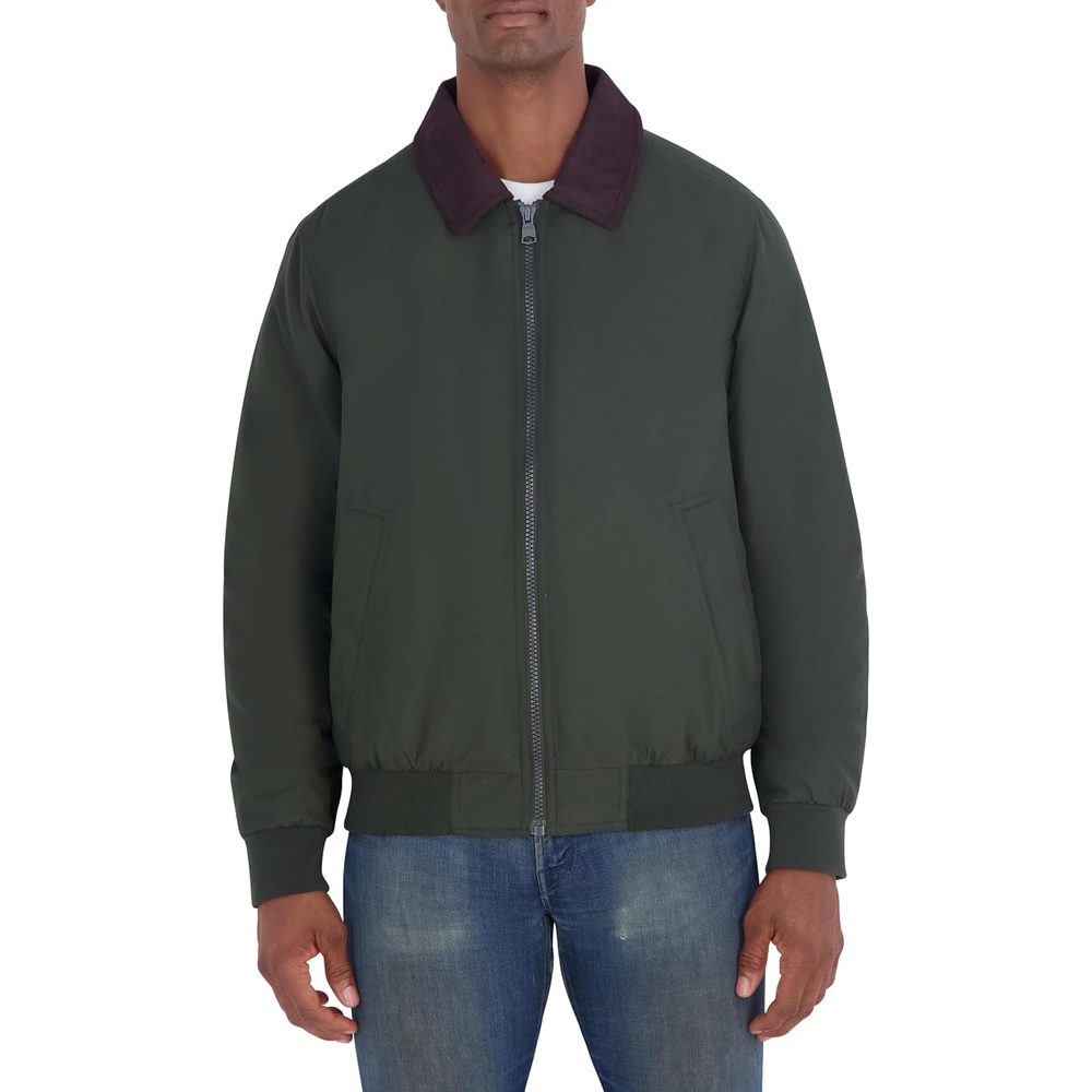 image:imageNautica Mens Heritage Shirt Collar Jacket Water Resistant Zip Front Plaid Lined Casual CoatDark Forest