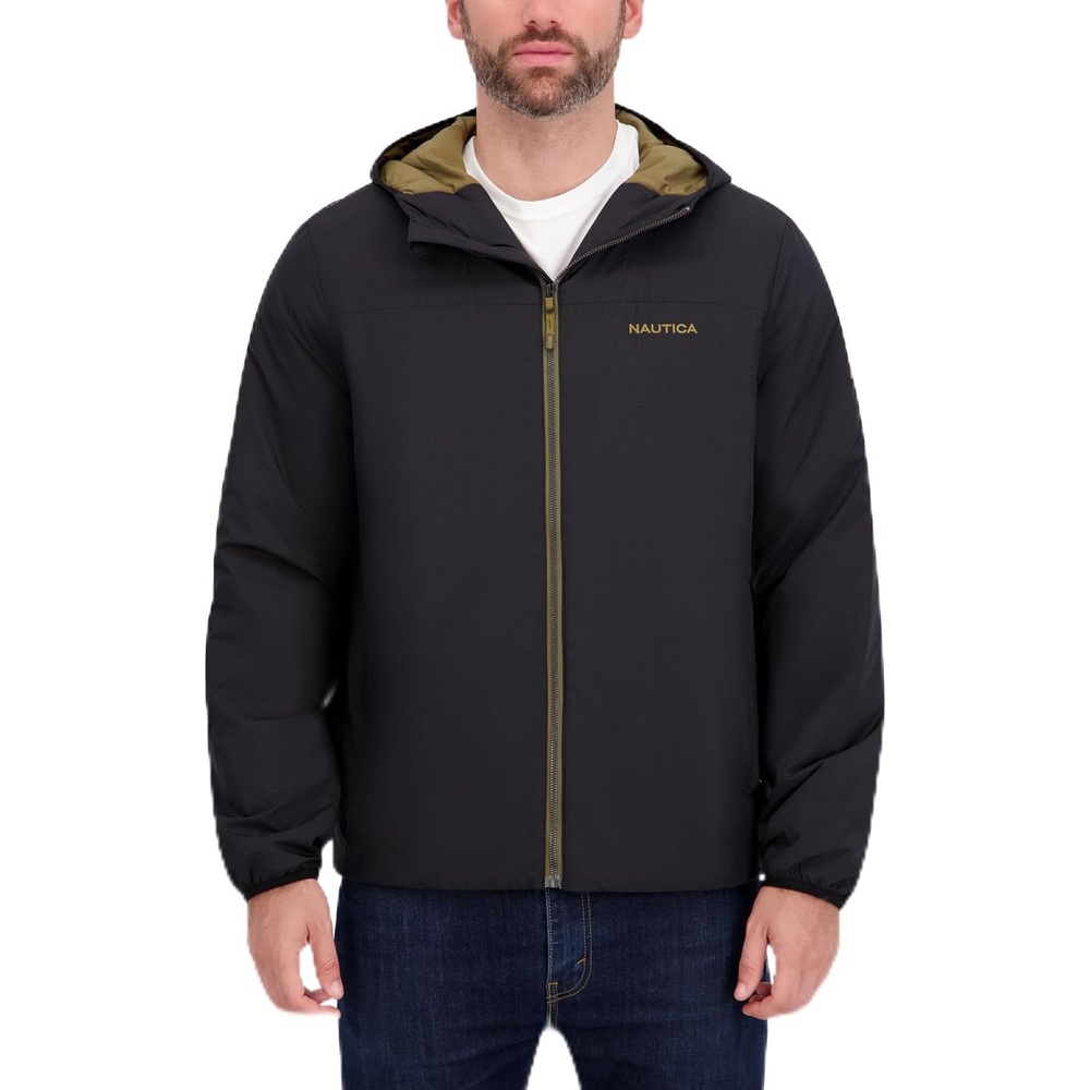 image:imageNautica Mens Lightweight Hooded Jacket Regular Big amp Tall Sizes OuterwearBlack