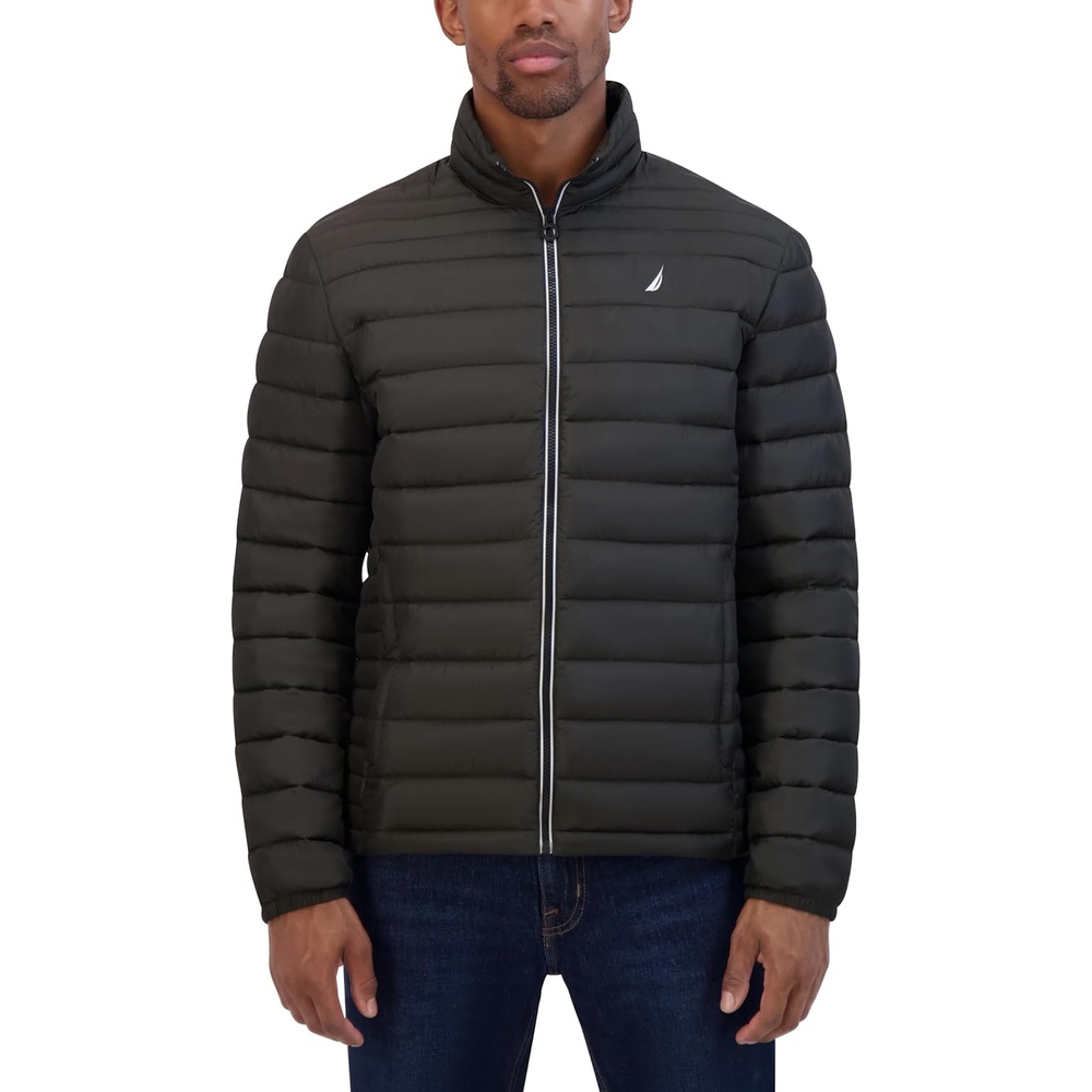 image:imageNautica Mens Lightweight Quilted Jacket Water Resistant Zip Front Transitional CoatBlack