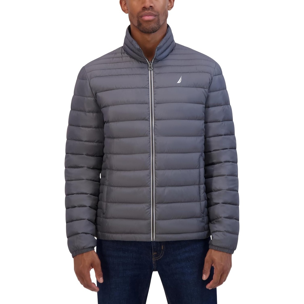 image:imageNautica Mens Lightweight Quilted Jacket Water Resistant Zip Front Transitional CoatMetal Grey