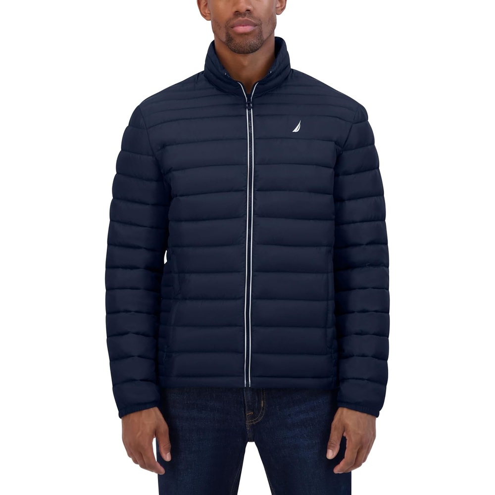 image:imageNautica Mens Lightweight Quilted Jacket Water Resistant Zip Front Transitional CoatNavy
