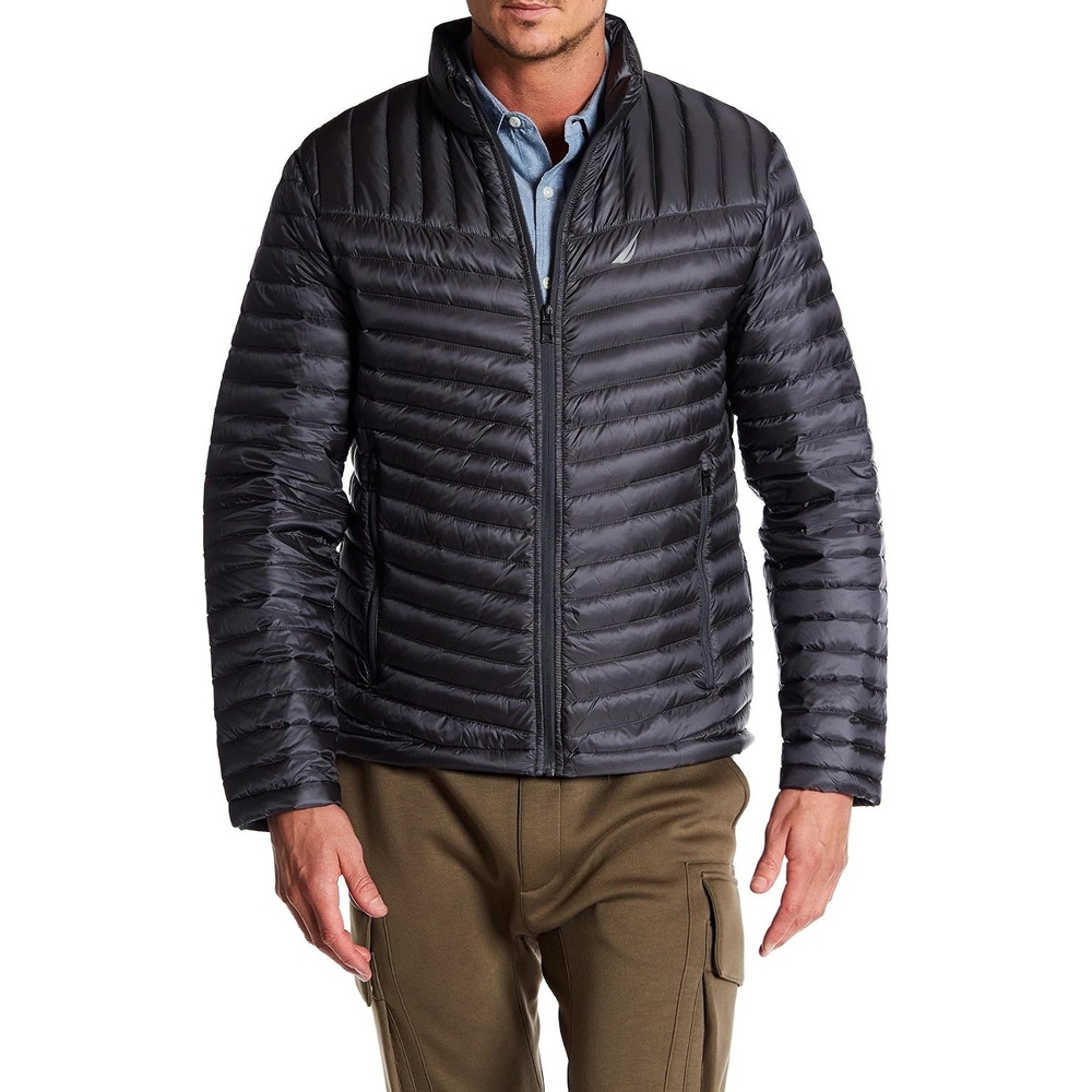 image:imageNautica Mens Lightweight Quilted Puffer Jacket Full Zip Transitional OuterwearCarb