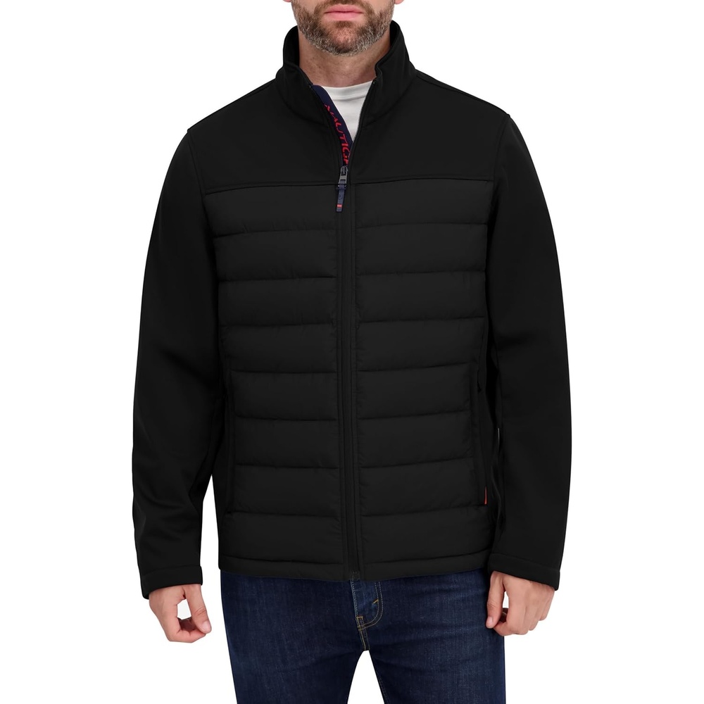 image:imageNautica Mens Lightweight Softshell Jacket Bonded Fleece Lining Regular Big amp Tall SizesBlack