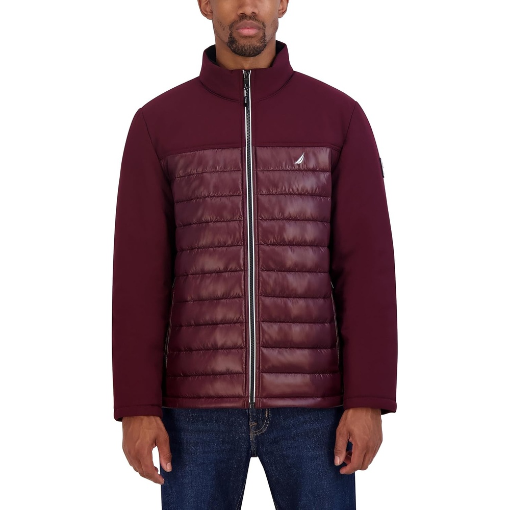 image:imageNautica Mens Lightweight Softshell Jacket Bonded Fleece Lining Regular Big amp Tall SizesBurgandy