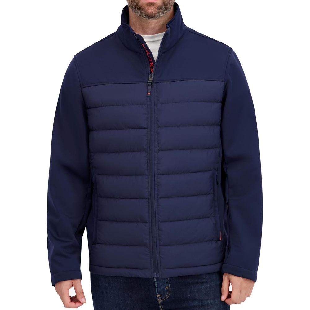 image:imageNautica Mens Lightweight Softshell Jacket Bonded Fleece Lining Regular Big amp Tall SizesNavy Seas