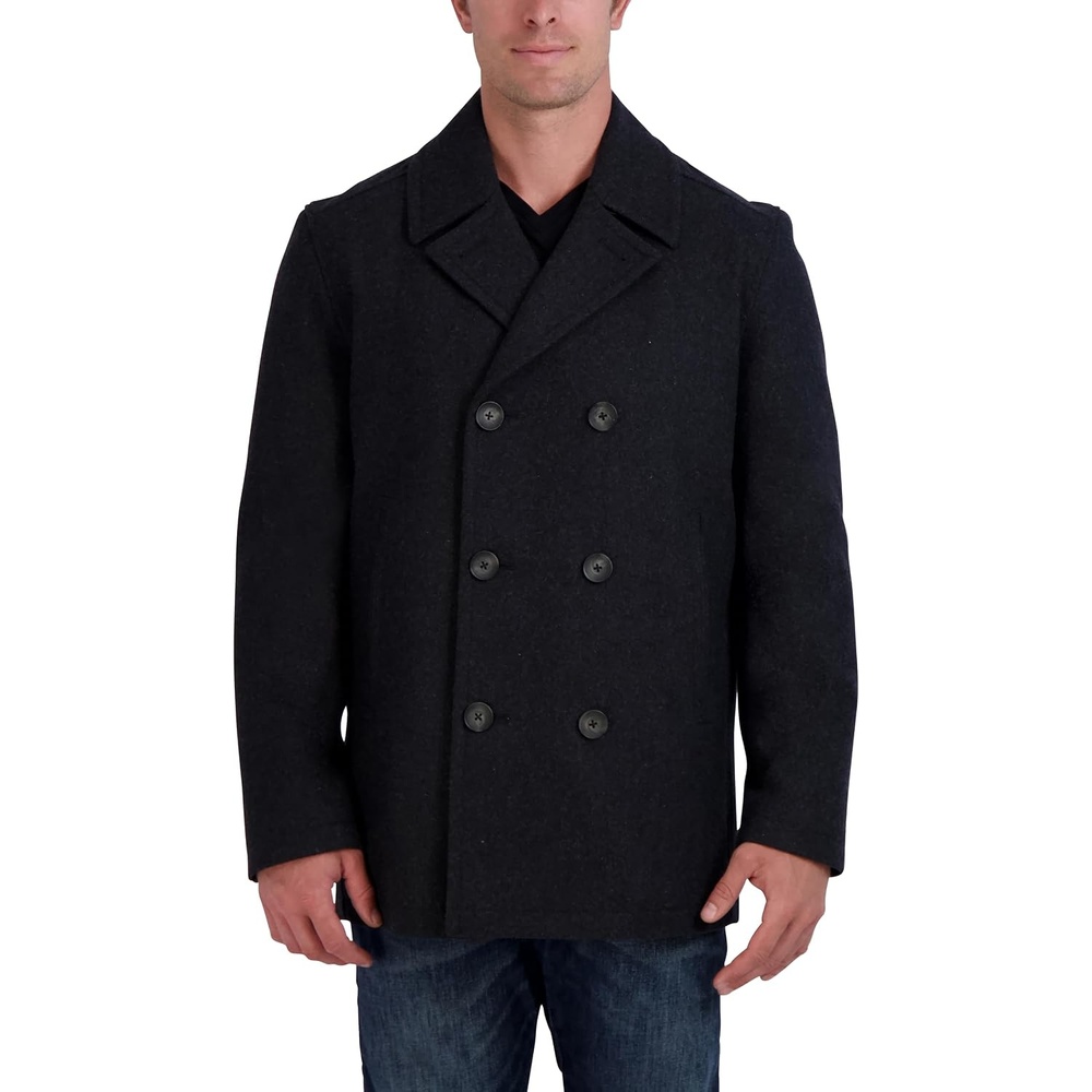 image:imageNautica Mens Wool Blend Peacoat DoubleBreasted Winter Coat Regular Big amp Tall SizesChar