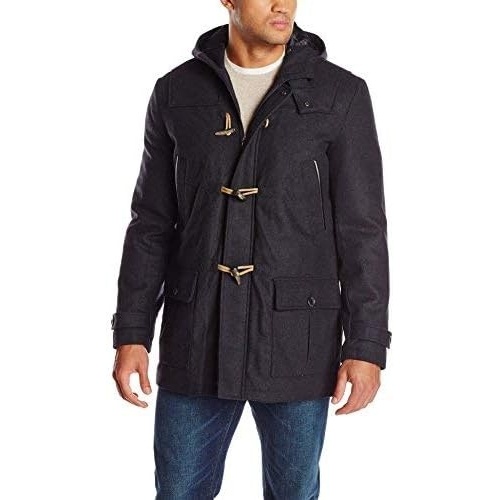 image:imageNautica Mens Wool Blend Peacoat DoubleBreasted Winter Coat Regular Big amp Tall SizesConcrete