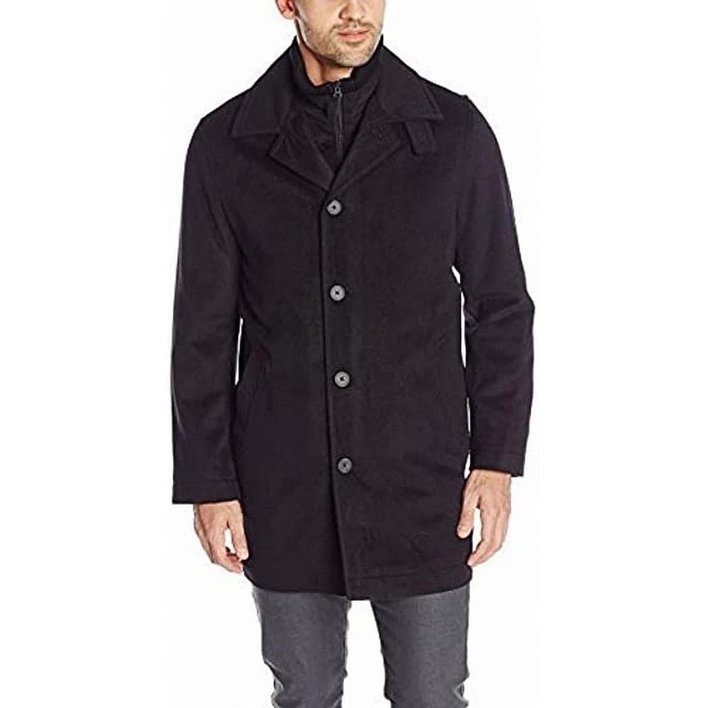 image:imageNautica Mens Wool Blend Peacoat DoubleBreasted Winter Coat Regular Big amp Tall SizesEclipse