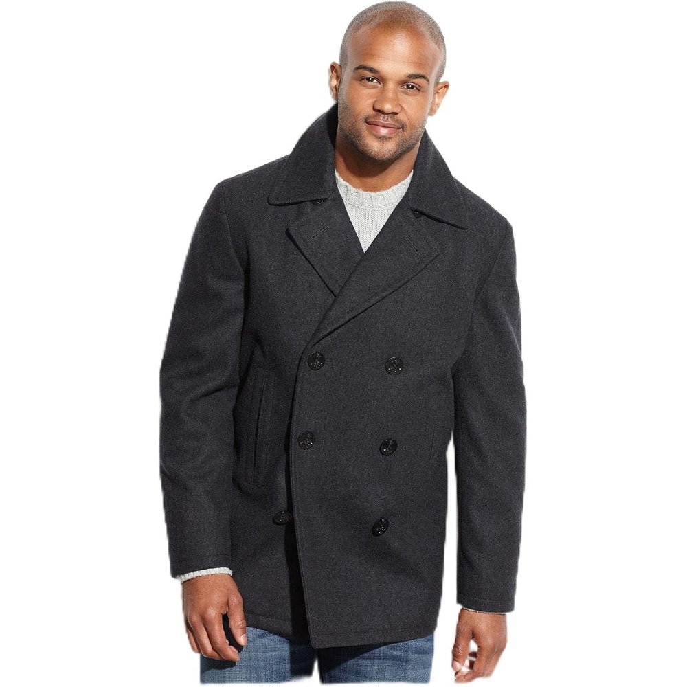 image:imageNautica Mens Wool Blend Peacoat DoubleBreasted Winter Coat Regular Big amp Tall SizesMidny
