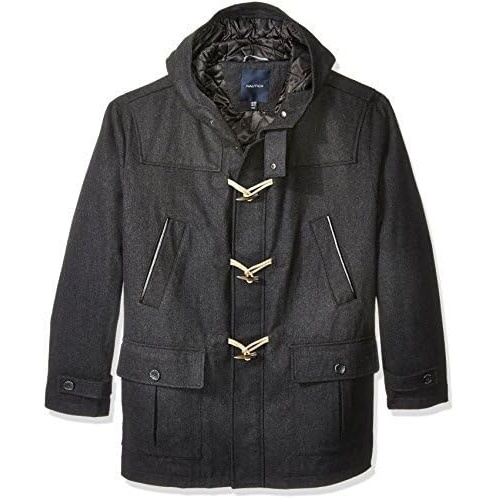 image:imageNautica Mens Wool Blend Peacoat DoubleBreasted Winter Coat Regular Big amp Tall SizesPewter