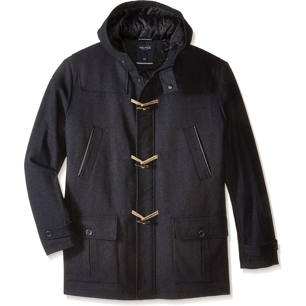 image:imageNautica Mens Wool Blend Peacoat DoubleBreasted Winter Coat Regular Big amp Tall SizesShadow Gray