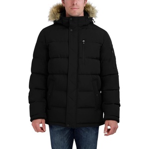 Nautica Men’s Faux Fur Trim Puffer Jacket With Removable Hood(Black)