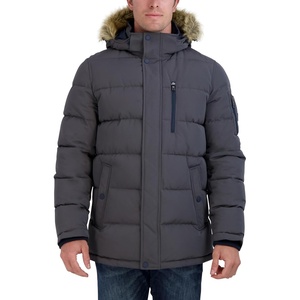 Nautica Men’s Faux Fur Trim Puffer Jacket With Removable Hood(Charcoal)