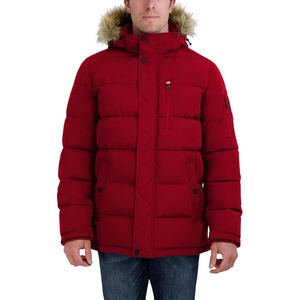 Nautica Men’s Faux Fur Trim Puffer Jacket With Removable Hood(Red)
