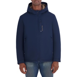 Nautica Men’s Hooded Rain Jacket – Water Resistant Insulated Zip Front Coastal Coat(Navy)
