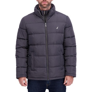 Nautica Men’s Midweight Puffer Jacket with Bib Insert – Fleece Collar, Insulated Winter Coat(Metal Grey)