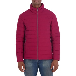 Nautica Men’s Midweight Quilted Jacket – Stretch Water Resistant Zip Front Coat(Berry Red)