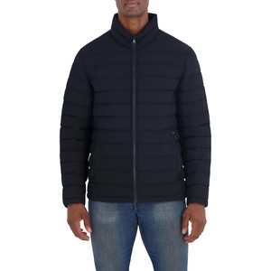 Nautica Men’s Midweight Quilted Jacket – Stretch Water Resistant Zip Front Coat(Black)