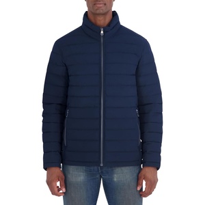 Nautica Men’s Midweight Quilted Jacket – Stretch Water Resistant Zip Front Coat(Navy)