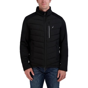 Nautica Men’s Quilted Midweight Stretch Quilted Jacket, Full Zip Insulated Outerwear Coat(Onyx)