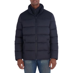 Nautica Men’s Ripstop Puffer Jacket – Water Resistant Bib Front Insulated Winter Coat(Black)