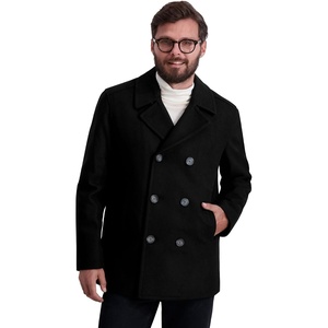 Nautica Men’s Wool Blend Peacoat – Double-Breasted Winter Coat, Regular, Big & Tall Sizes(Black-b)