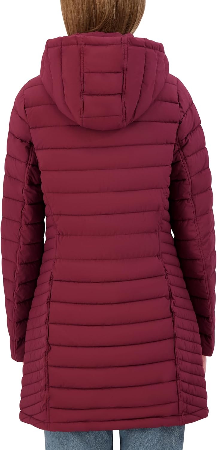 image:imageNautica Womens Stretch Puffer Jacket Midweight Quilted Coat Detachable HoodSpices