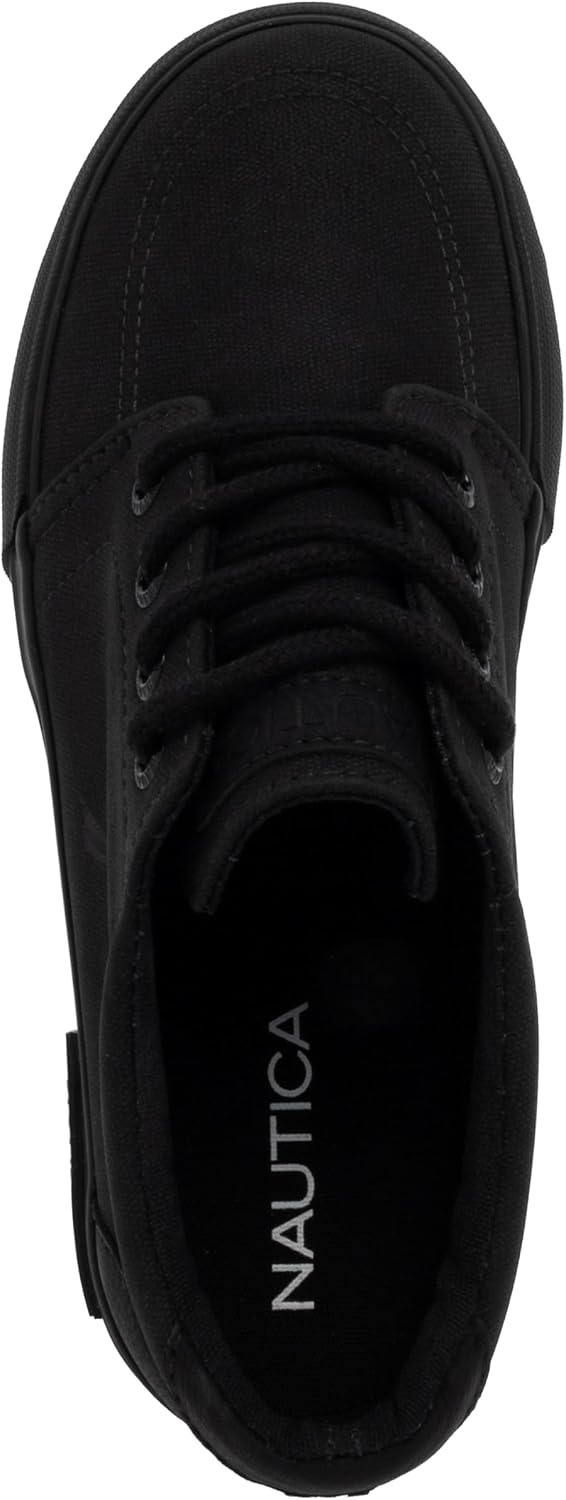 image:imageNautica Kids Boys LaceUp Fashion Sneakers LowTop Dress Shoes for Youth Big KidLittle KidBlack Mono Berrian