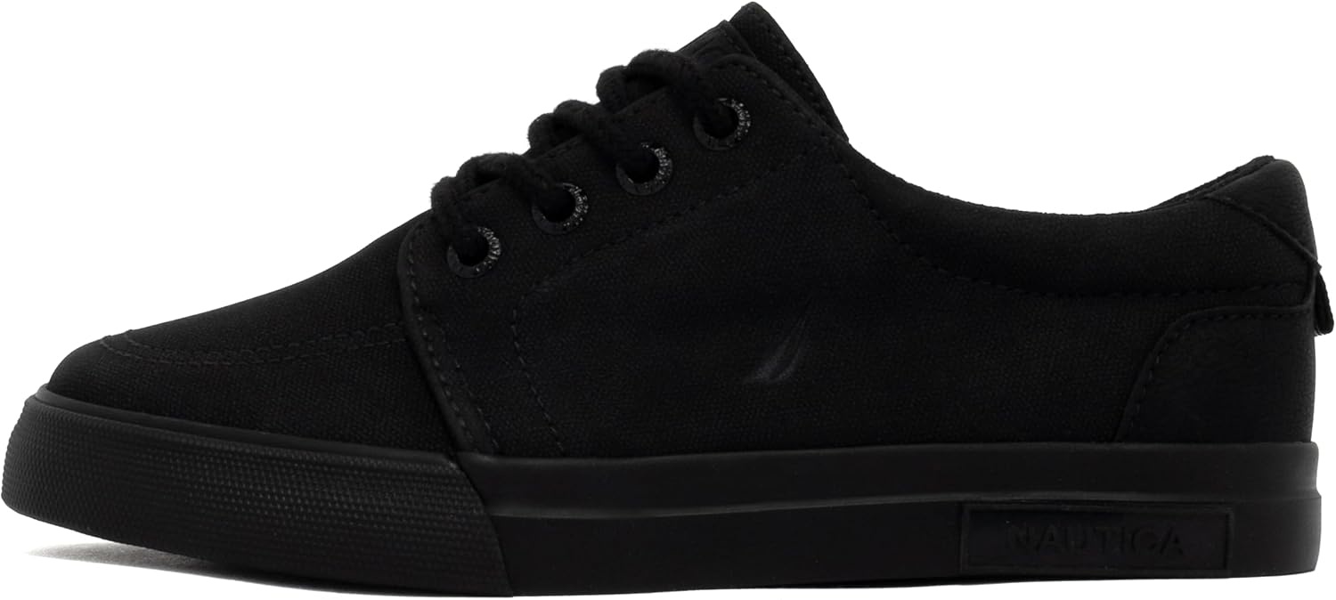 image:imageNautica Kids Boys LaceUp Fashion Sneakers LowTop Dress Shoes for Youth Big KidLittle KidBlack Mono Berrian