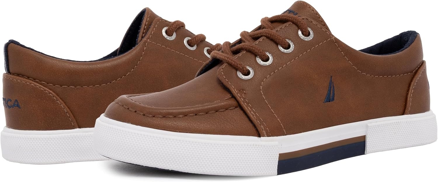 image:imageNautica Kids Boys LaceUp Fashion Sneakers LowTop Dress Shoes for Youth Big KidLittle KidTan