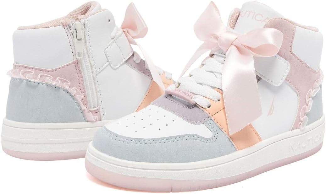 image:imageNautica Kids Boys and Girls High Top Shoe Casual Fashion Basketball Boot Sneakers Big KidLittle Kid Sizes HorizonBlush Pastel