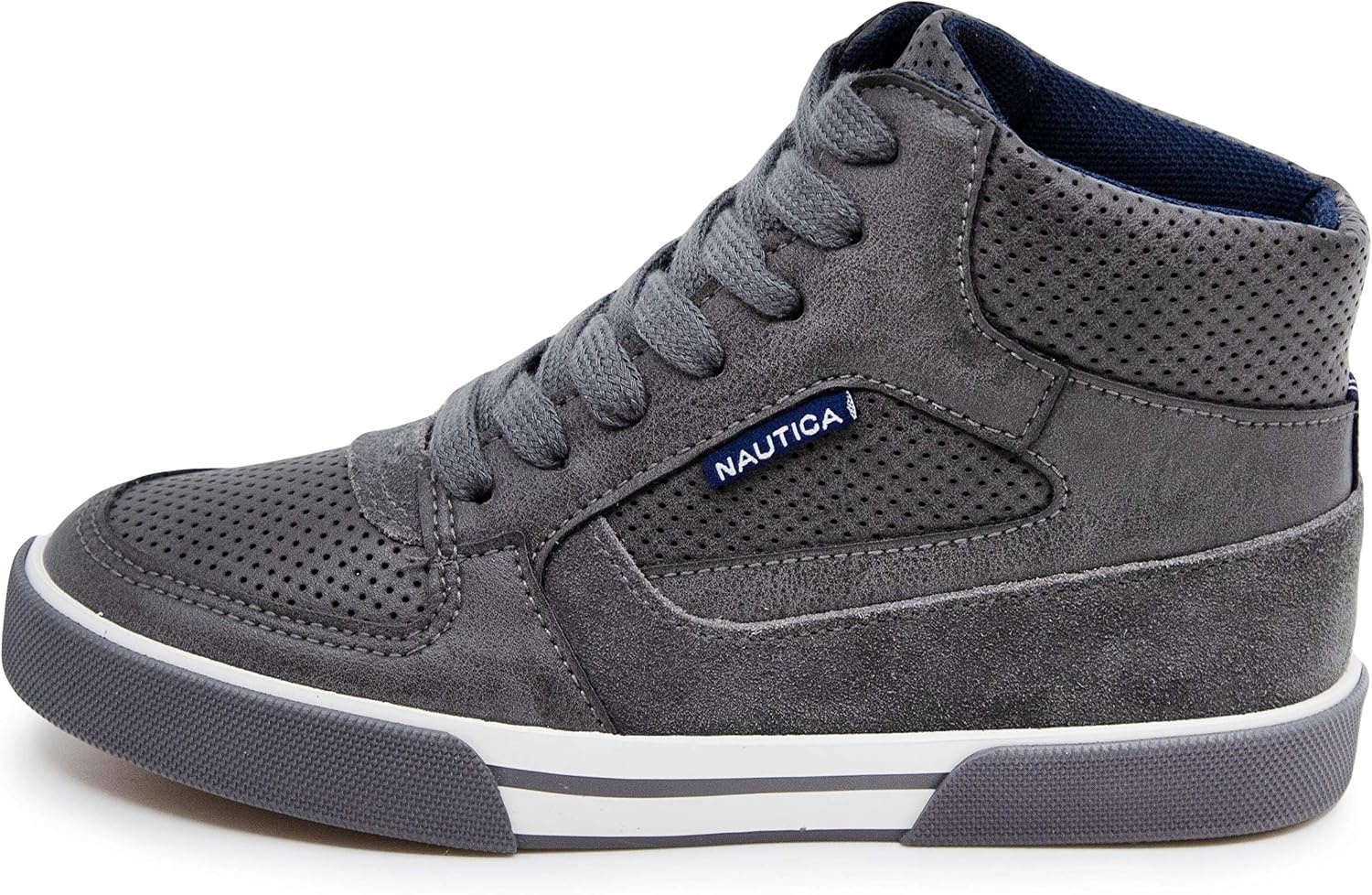 image:imageNautica Kids Boys and Girls High Top Shoe Casual Fashion Basketball Boot Sneakers Big KidLittle Kid Sizes HorizonStorm Grey