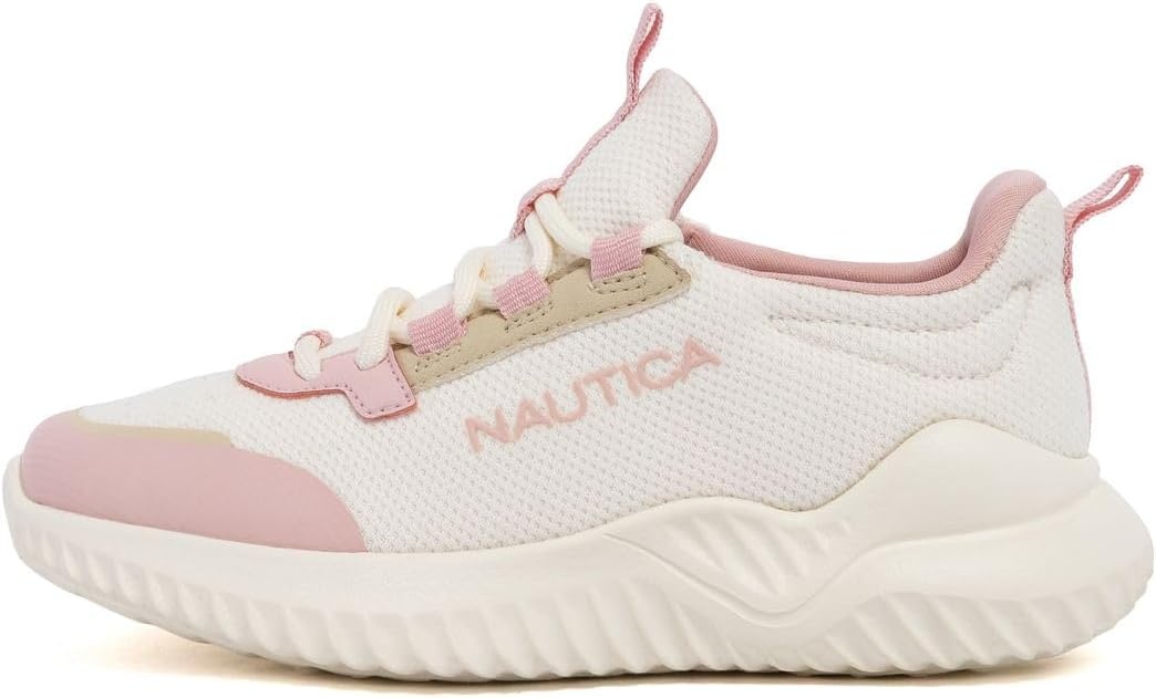 image:imageNautica Kids Girls Metallic Fashion Sneaker LaceUp Athletic Running Shoe I kappil I Big Kid Little Kid ToddlerBone Tan Pinksaelle