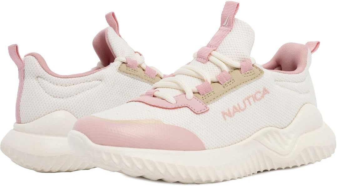 image:imageNautica Kids Girls Metallic Fashion Sneaker LaceUp Athletic Running Shoe I kappil I Big Kid Little Kid ToddlerBone Tan Pinksaelle