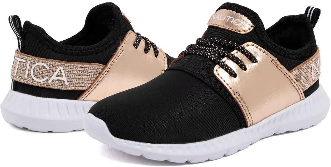 image:imageNautica Kids Girls Metallic Fashion Sneaker LaceUp Athletic Running Shoe I kappil I Big Kid Little Kid ToddlerGold Black