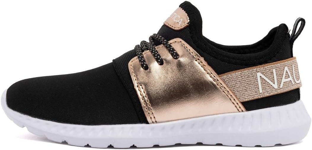 image:imageNautica Kids Girls Metallic Fashion Sneaker LaceUp Athletic Running Shoe I kappil I Big Kid Little Kid ToddlerGold Black