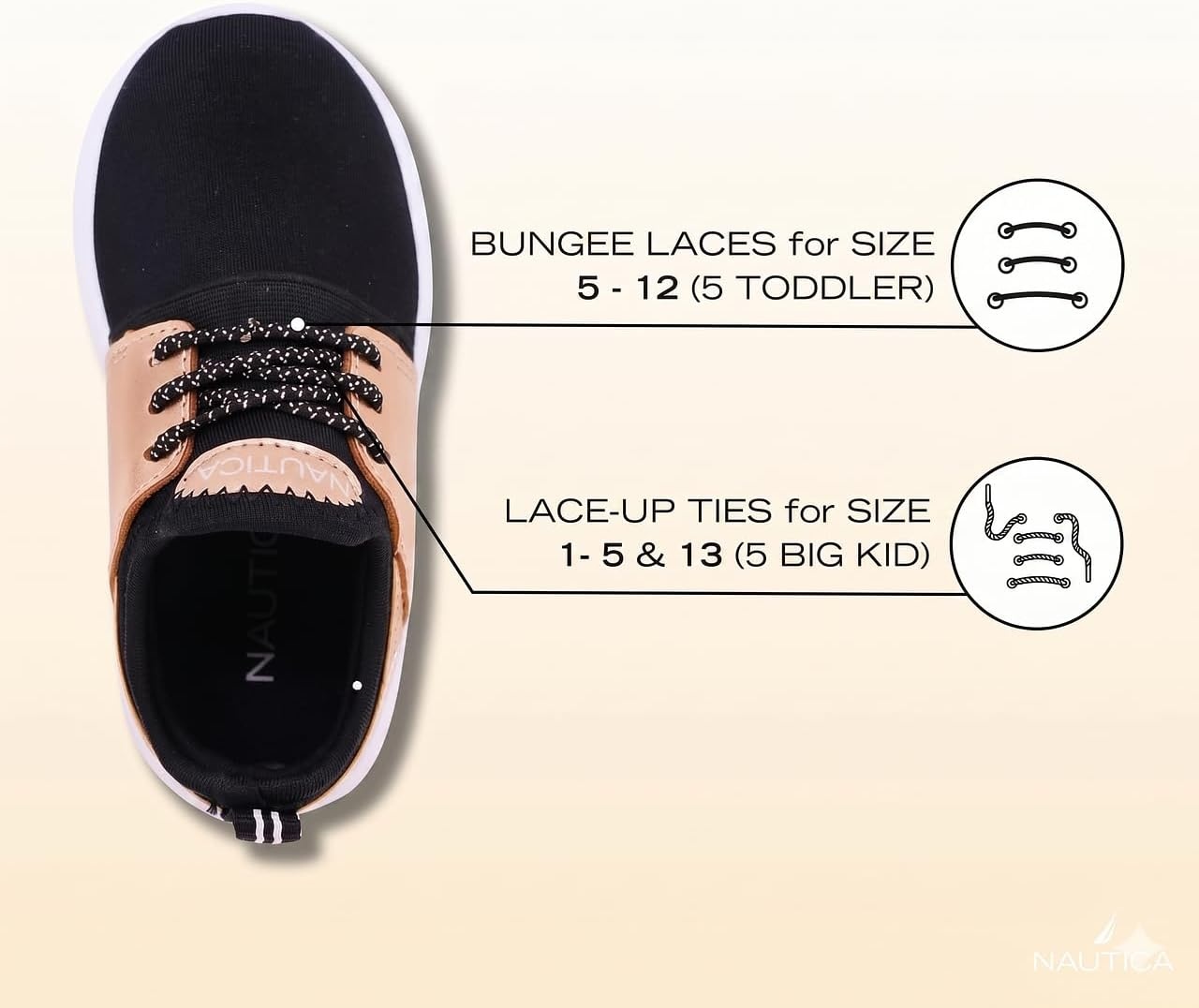 image:imageNautica Kids Girls Metallic Fashion Sneaker LaceUp Athletic Running Shoe I kappil I Big Kid Little Kid ToddlerGold Black