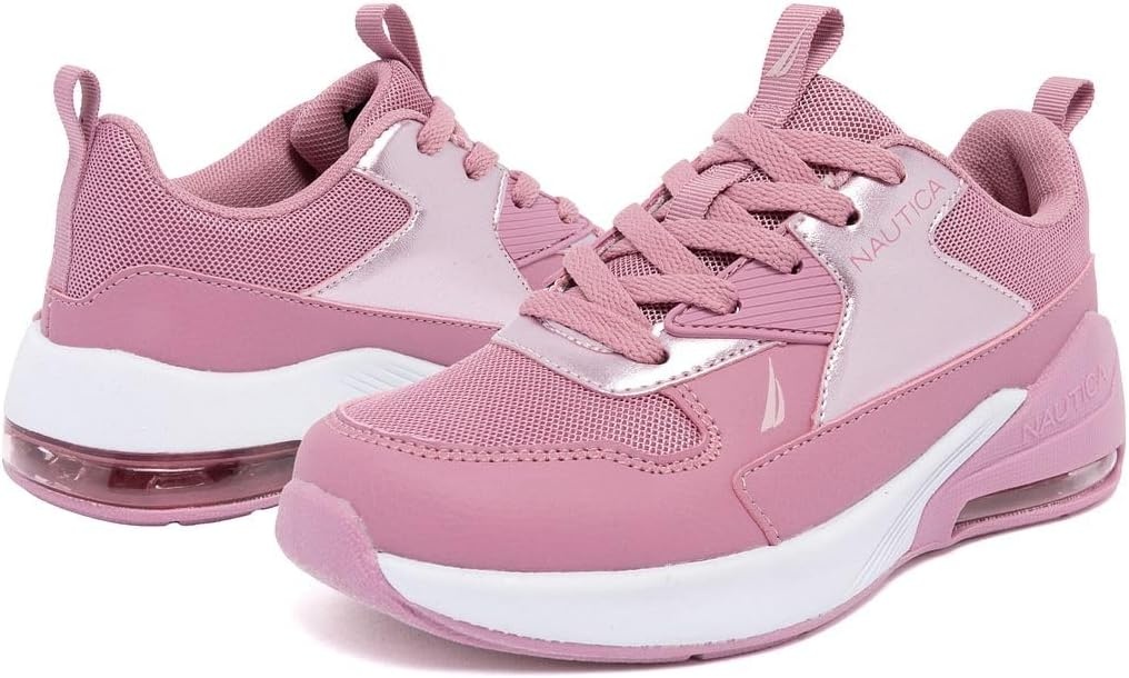 image:imageNautica Kids Girls Metallic Fashion Sneaker LaceUp Athletic Running Shoe I kappil I Big Kid Little Kid ToddlerMauve Metallic Revva