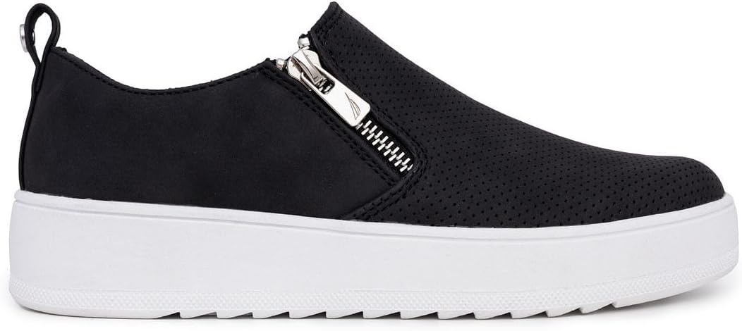 image:imageNautica Womens SlipOn Fashion Sneakers with Side Zipper Comfortable LowTop Walking Shoes for Casual Everyday WearBlack