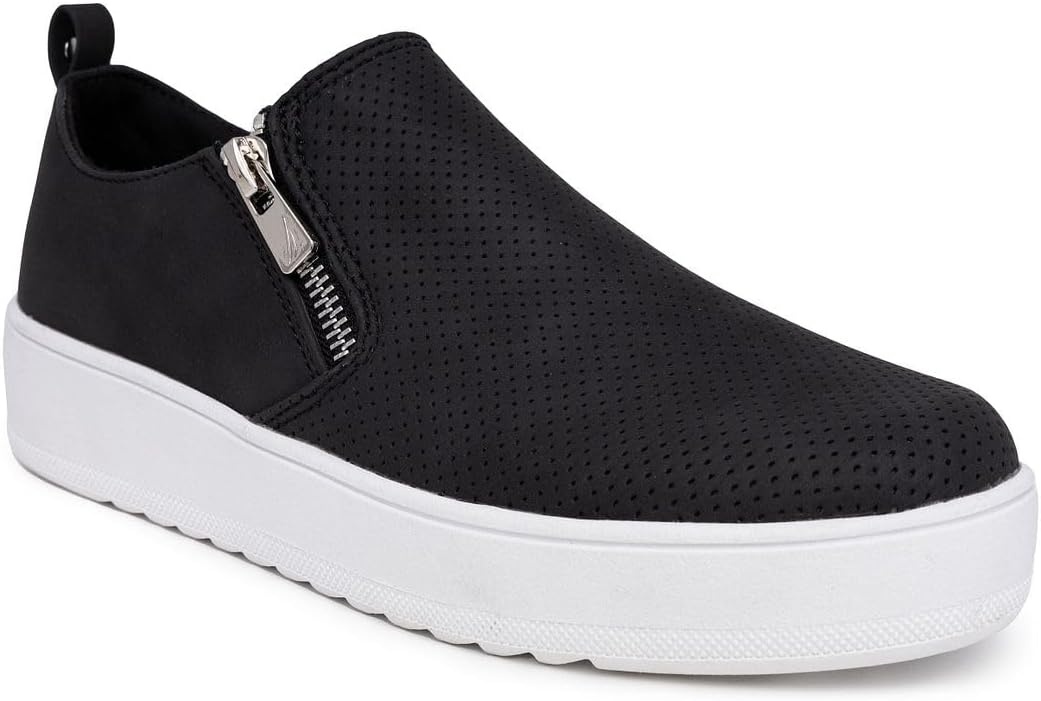 image:imageNautica Womens SlipOn Fashion Sneakers with Side Zipper Comfortable LowTop Walking Shoes for Casual Everyday WearBlack
