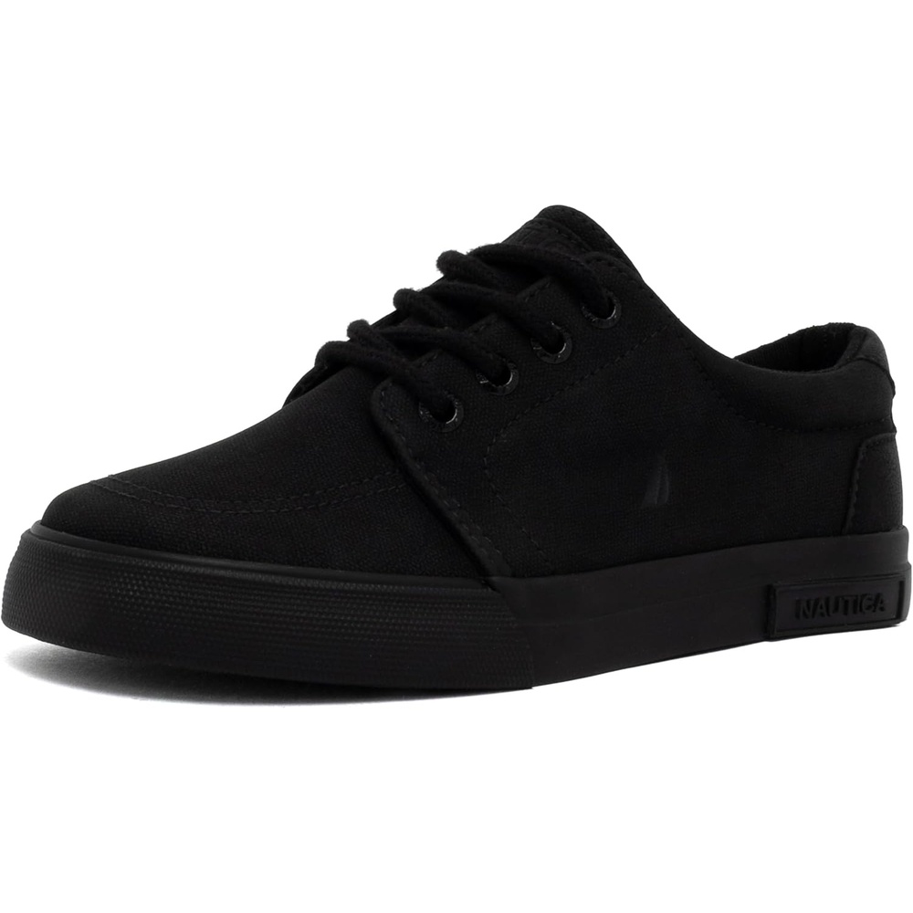image:imageNautica Kids Boys LaceUp Fashion Sneakers LowTop Dress Shoes for Youth Big KidLittle KidBlack Mono Berrian