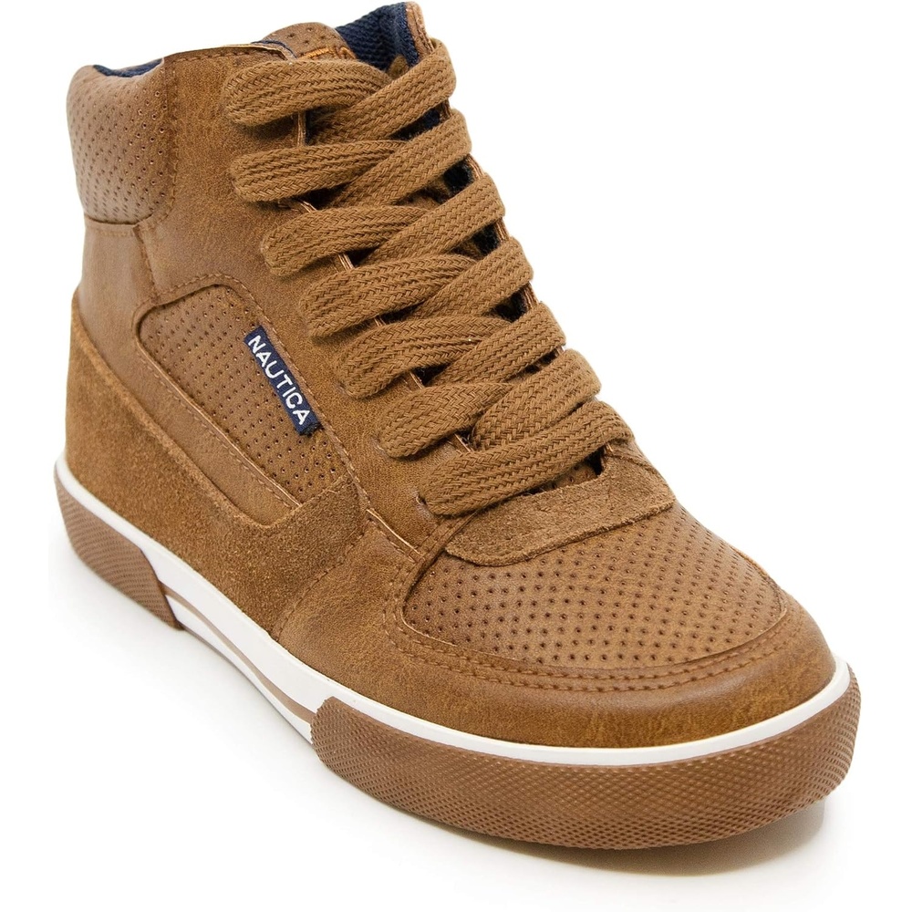 image:imageNautica Kids Boys and Girls High Top Shoe Casual Fashion Basketball Boot Sneakers Big KidLittle Kid Sizes HorizonTan