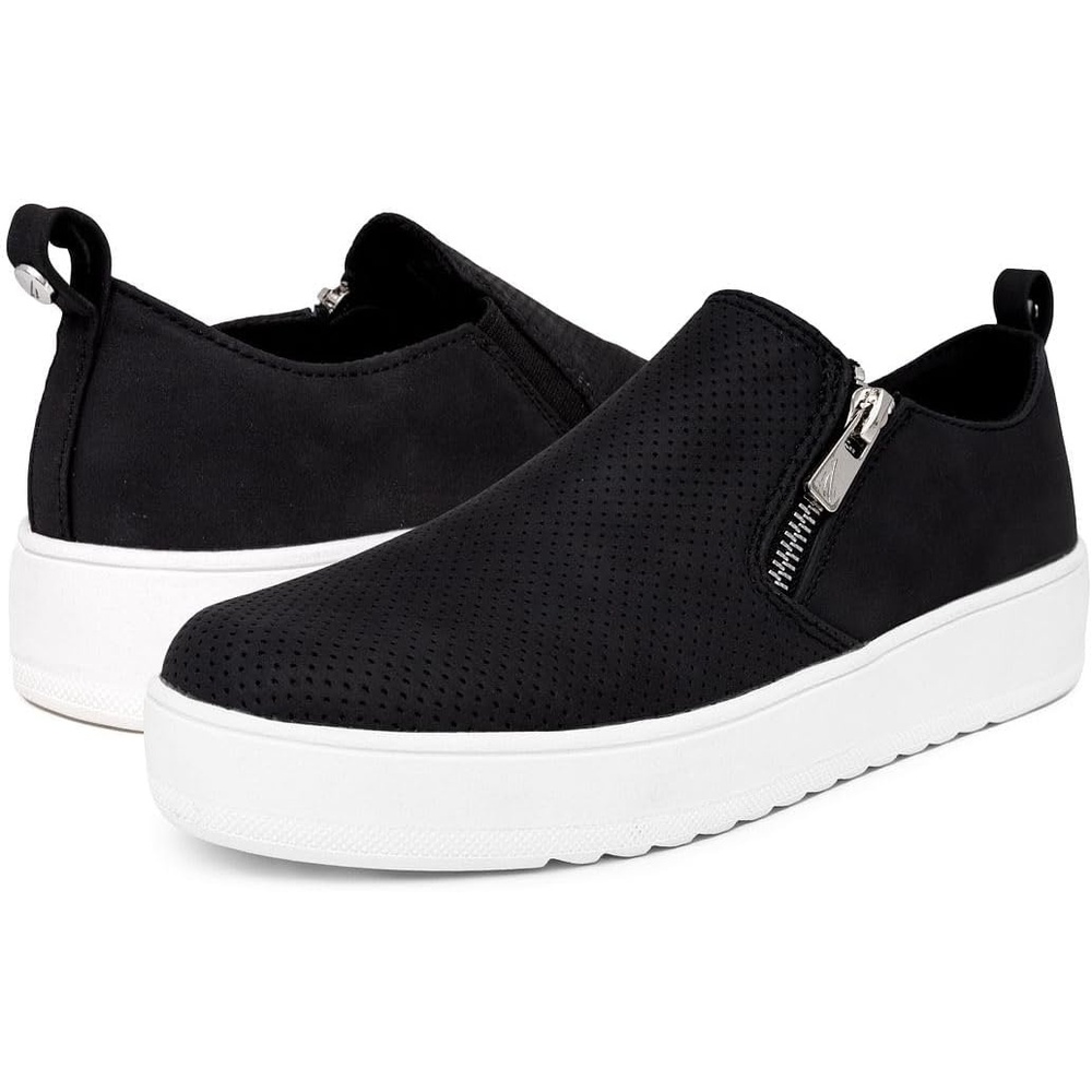 image:imageNautica Womens SlipOn Fashion Sneakers with Side Zipper Comfortable LowTop Walking Shoes for Casual Everyday WearBlack