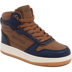 Nautica Kids Boys and Girls High Top Shoe Casual Fashion Basketball Boot Sneakers (Big Kid/Little Kid Sizes) – Horizon(Chestnut Navy-sirie)