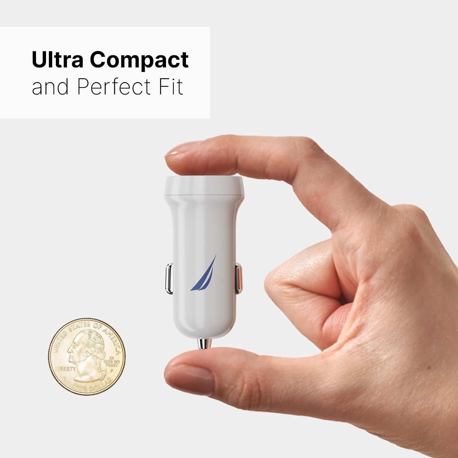 image:imageNautica Dual Port Car Charger 12W Output 2X USBA Port Quick Charge Compatible with iPhone Android Phones Tablets Powerbanks WhiteWhite