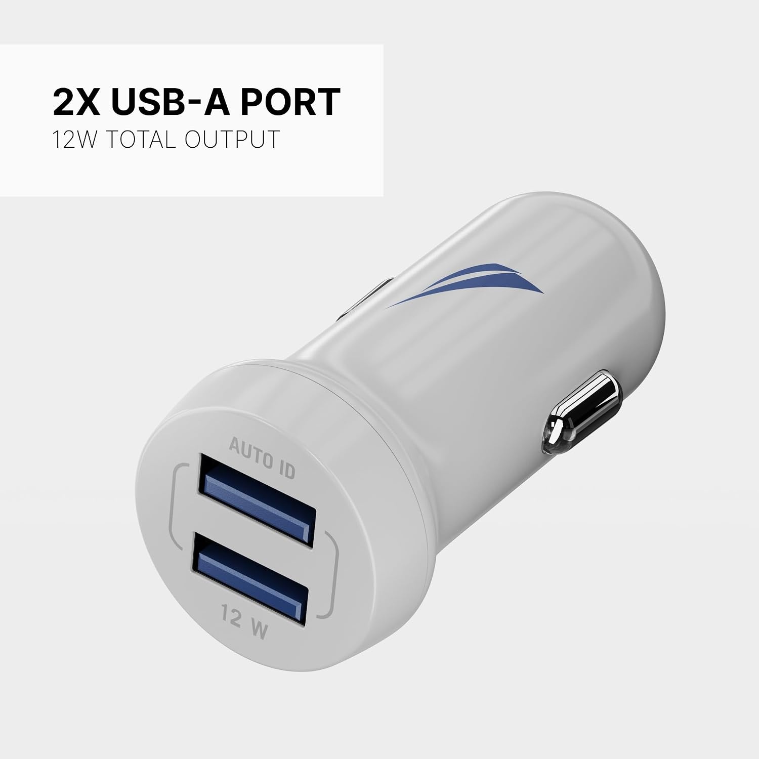 image:imageNautica Dual Port Car Charger 12W Output 2X USBA Port Quick Charge Compatible with iPhone Android Phones Tablets Powerbanks WhiteWhite
