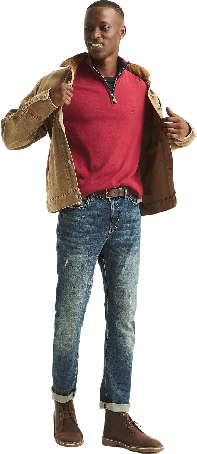 image:imageNautica Mens Navtech QuarterZip SweaterAutumn Berry