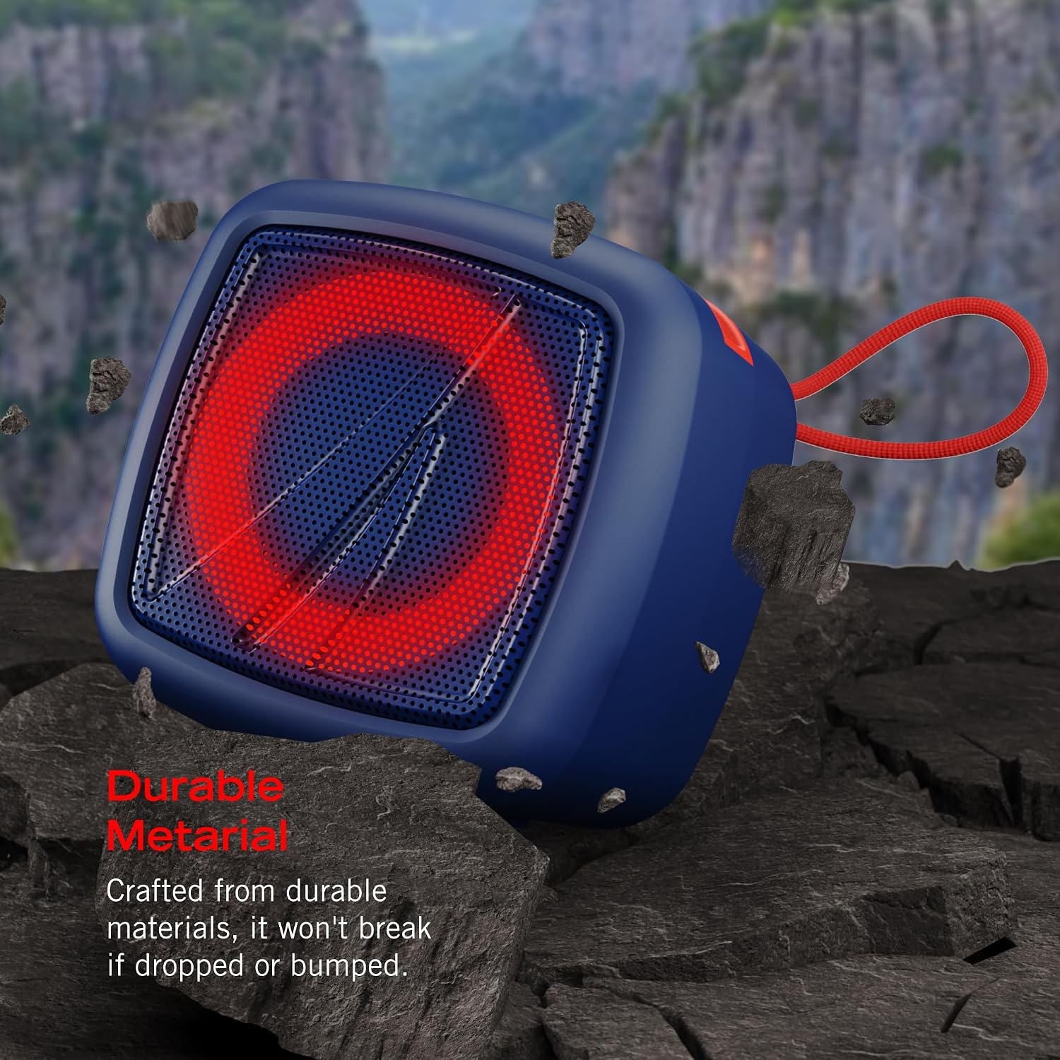 image:imageNautica Portable Bluetooth Speaker Wireless IPX5 Splashproof Integrated Phone Holder 15 Hours Playtime Dynamic Led Lights TWS Pairing Pure Bass for Home Outdoor Navy RedNavy Red