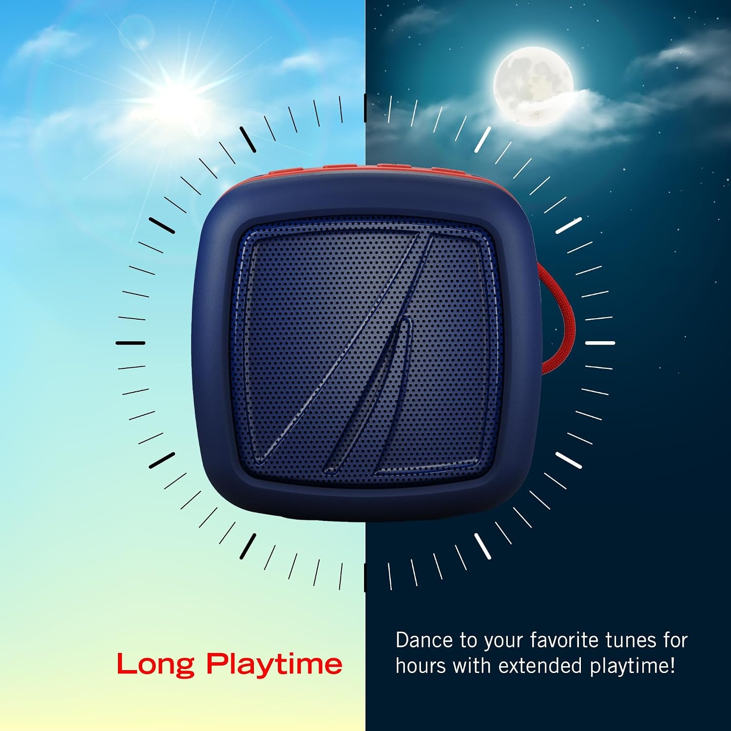 image:imageNautica Portable Bluetooth Speaker Wireless IPX5 Splashproof Integrated Phone Holder 15 Hours Playtime Dynamic Led Lights TWS Pairing Pure Bass for Home Outdoor Navy RedNavy Red