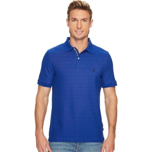 Nautica Mens Classic Short Sleeve Striped Polo Shirt(Bright Cobalt)